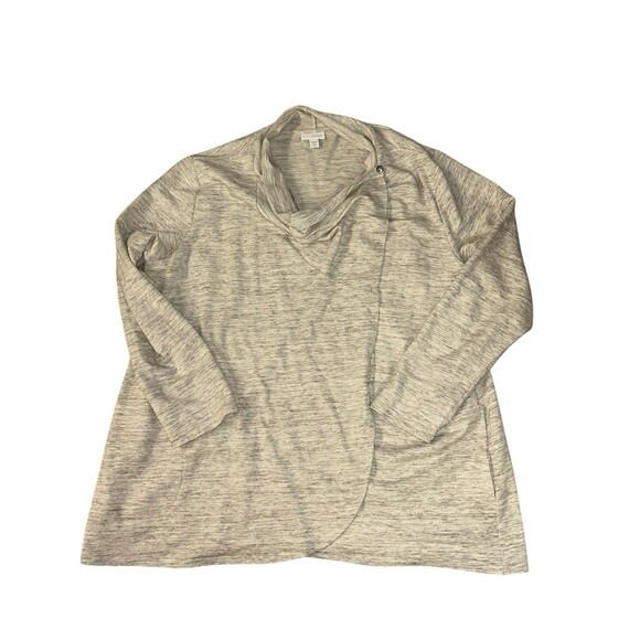 Pure Jill Perfect Asymmetric Knit Sweater 2X Plus Pima Cotton Modal Blend Gray - Picture 1 of 4